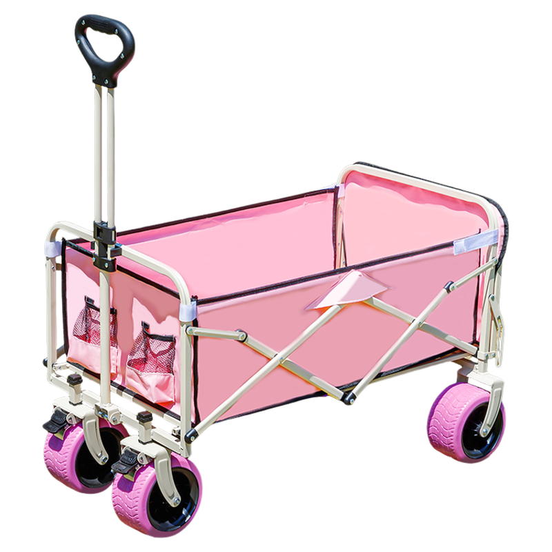 户外露营车折叠粉色野餐旅行营地车夜市摆摊小推车野餐野营手推车