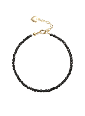 天然黑色尖晶石手链女夏超闪招财