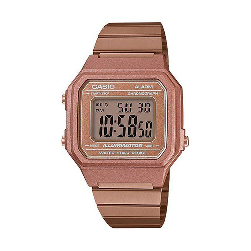 卡西欧手表CASIO B650WC-5A 玫瑰金豆芽同款复古方块电子小金表