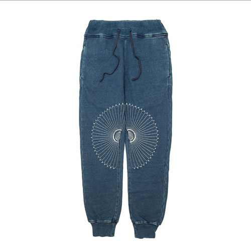 HDK(海觉）TANNERY  INDIGO 450克重磅束脚裤绣花 菊花裤 KAPITAL