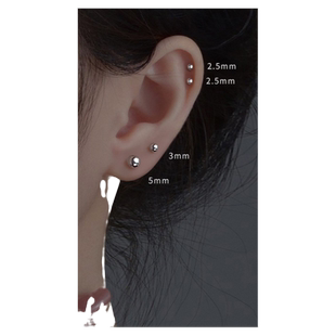 999纯银耳钉女养耳洞睡觉免摘简约小巧圆珠耳骨钉男士小耳环耳饰