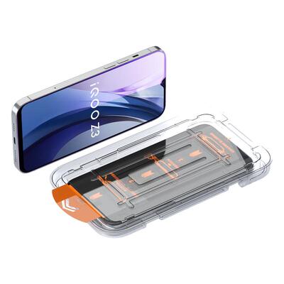 适用于vivoiQOOZ3钢化膜无尘仓防指纹手机膜iQOOZ3抗蓝光玻璃保护贴膜vivo新款全屏高清防摔自动除尘贴膜神器