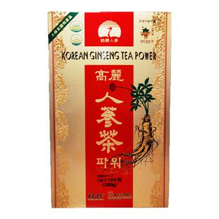 韩国进口高丽人参茶3g*100袋纸盒鹤标装独立包装颗粒冲饮节日礼品