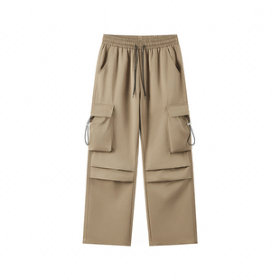 工装裤男春秋季直筒休闲裤男女户外冲锋裤宽松高街跳伞多袋裤子男