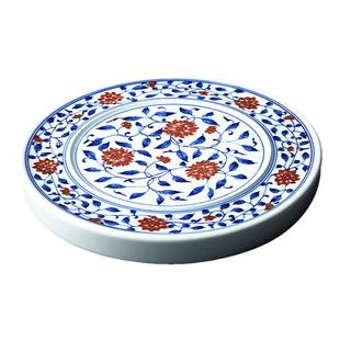 青花釉里红壶承景德镇陶瓷纯手工手绘高端青花瓷茶承茶盘壶托圆形