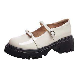 星期六厚底小皮鞋女新款春季一字扣玛丽珍鞋增高jk鞋子配裙子单鞋