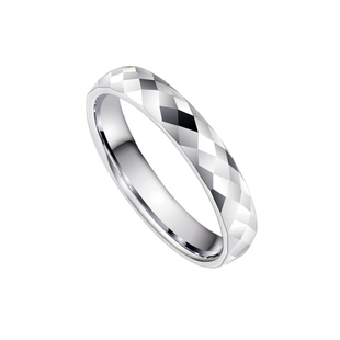 钨金戒指女小众叠带单身食指多切面玫瑰金色尾戒情侣对戒指环素圈