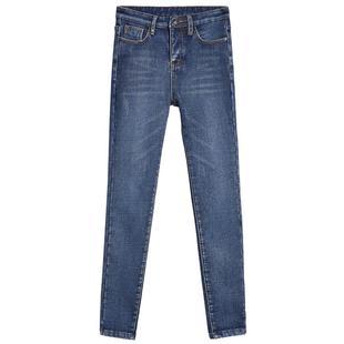 150小个子八分加绒牛仔裤女冬季加厚保暖显瘦紧身高腰小脚铅笔裤9