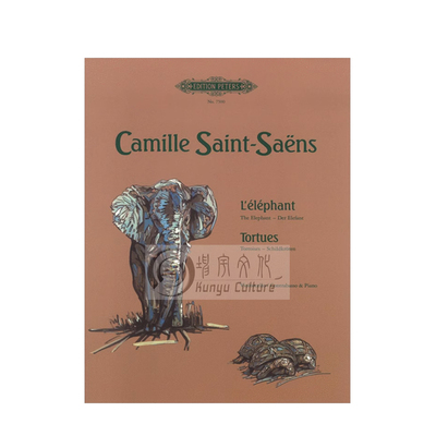 圣桑 大象 低音提琴或大提琴和钢琴 彼得斯原版乐谱书 Saint Saens The Elephant/Tortoises Cello/Double Bass and Piano EP7500