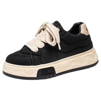 厨师男鞋冬季厨房工作防滑防水黑色潮流厚底增高休闲运动面包板鞋