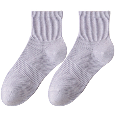 100%纯棉透气网眼女士中筒袜