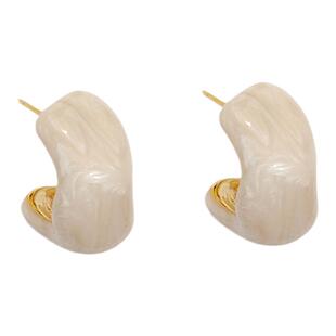 庄生梦蝶~滴釉c形耳定白色异性女小众高级感耳钉简约气质