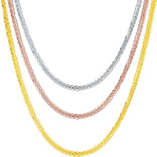 周六福18K金项链女肖邦链彩金au750玫瑰金多彩锁骨链素链新年礼物