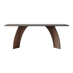 实木岩板餐桌现代简约哑光饭桌家用小户型意式极简长方形岩板餐桌