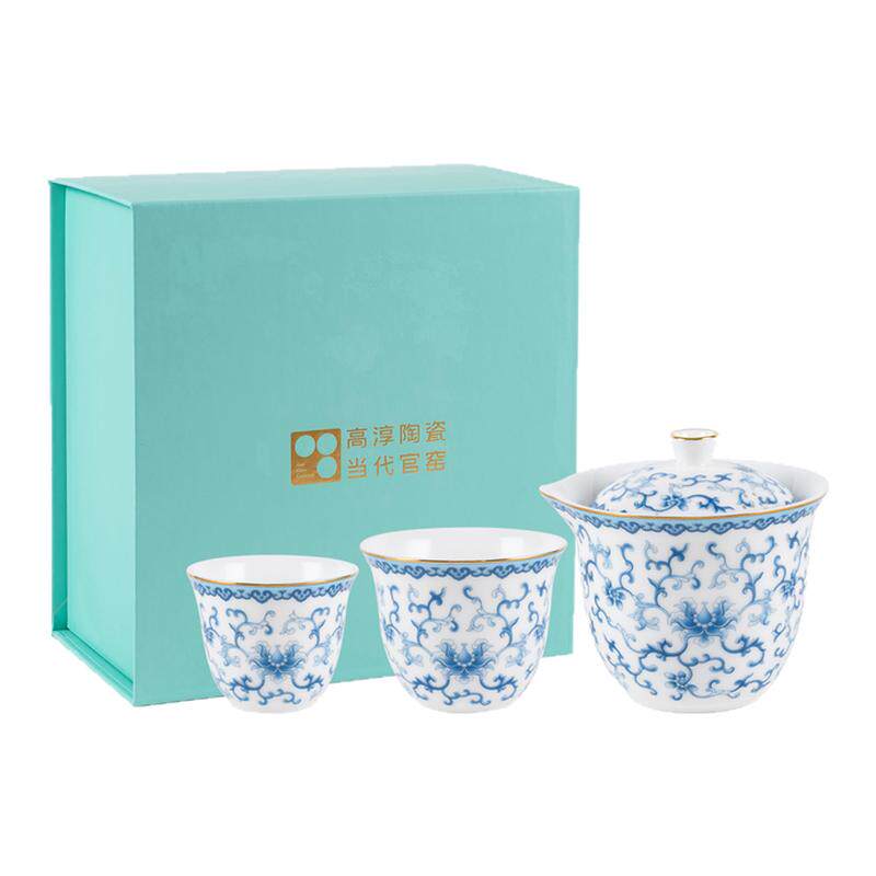 高淳陶瓷中式锦绣快客杯茶具