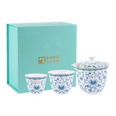 高淳陶瓷中式锦绣快客杯茶具