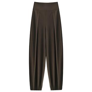 COCOBELLA设计感老钱风宽腰捏褶休闲裤女雅痞风遮胯灯笼裤PA3016