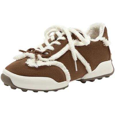 卡布奇诺Mirabell美丽宝春秋季新款运动毛毛芭蕾舞鞋毛绒休闲女鞋