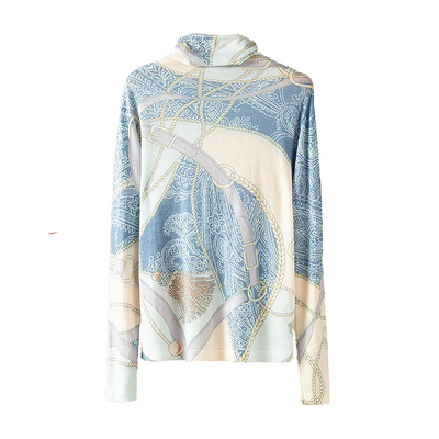 水溶羊毛堆堆领打底印花针织衫