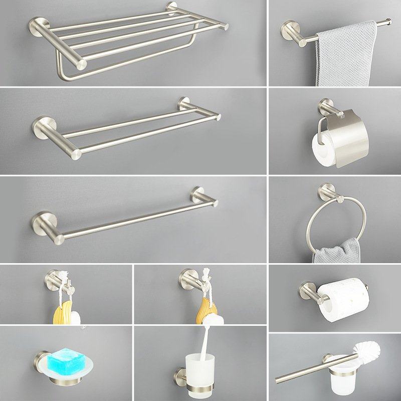 拉丝304不锈钢浴巾架毛巾浴室纸巾酒店杆套装衣钩架民宿家用挂件