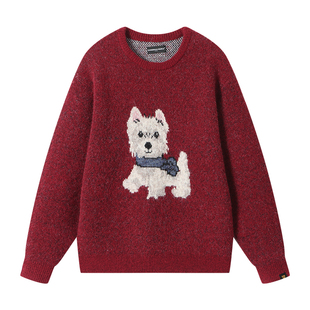 Dangerouspeople薛之谦dsp卡通小狗圆领毛衣潮牌情侣百搭针织衫