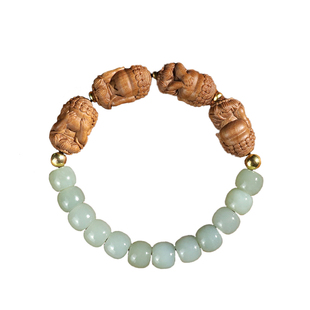 老山檀香雕刻手串四不佛原创手链女款配饰无相佛送女朋友生日礼物