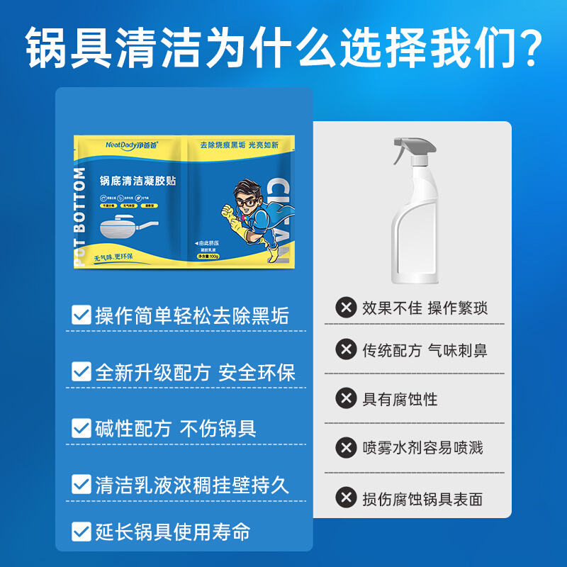 洗锅底贴黑垢不锈钢清洁剂厨房锅具油污强力去污啫喱清洗除黑剂