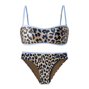 Lazy Daisy Giselle系列 豹纹抹胸两穿分体泳衣女沙滩温泉比基尼