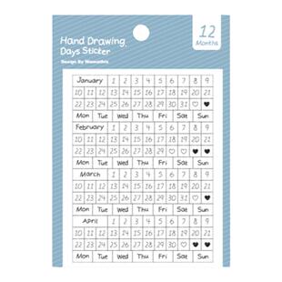 韩国wannathis简约月份日期数字透明贴纸日记手账本DIY装饰标记贴