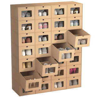 透明抽屉鞋盒加高加厚抽拉鞋子收纳盒纸盒简易鞋架鞋柜收纳省空间