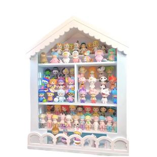 盲盒收纳柜展示架手办陈列柜独栋别墅防尘娃娃屋格木质泡泡玛特