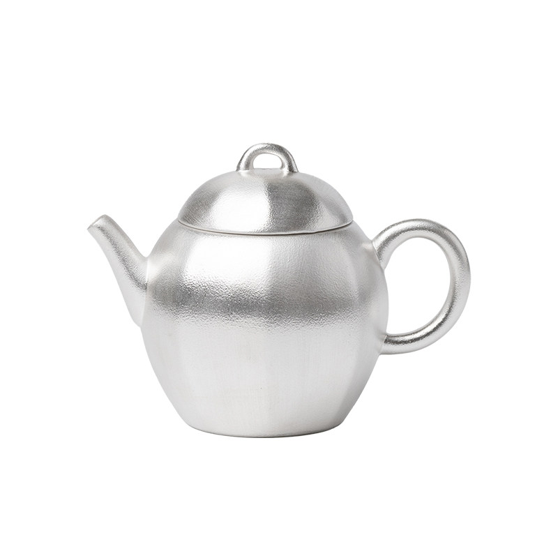 无落 手工鎏银多棱茶壶创意陶瓷带过滤球孔泡茶器家用单人泡茶壶