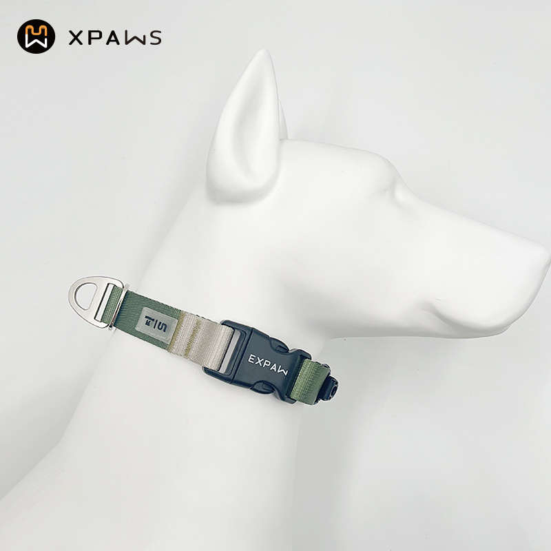 XPAWS狗狗项圈 尼龙轻型可调节宠物脖圈中大型犬结实可挂狗牌脖圈