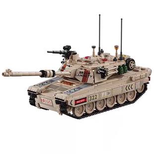 乐毅军事M1A2主战坦克艾布拉姆斯X重型装甲车拼装积木儿童玩具