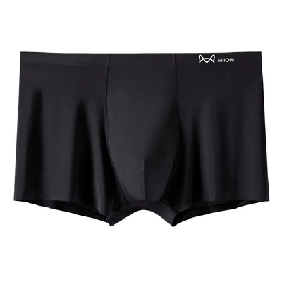 猫人男内裤黑色无痕冰丝抗菌平角