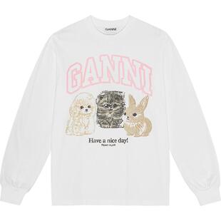 【甄选折扣】GANNI女装 创意动物印花长袖卫衣套头上衣 T4275151