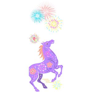 马年春节炫彩烟花静电玻璃贴