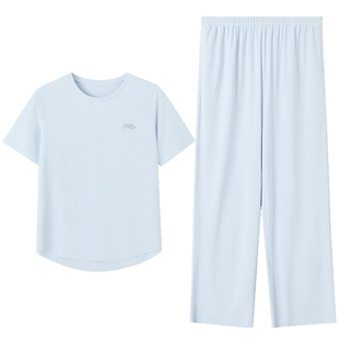 红豆【小海风】冰丝凉感睡衣女短袖长裤运动可外穿家居服套装夏季