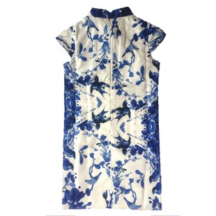 儿童旗袍大童中国风女童青花瓷小女孩童装连衣裙古筝演出服夏季