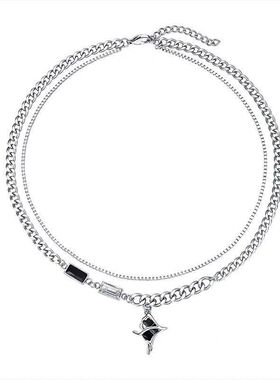 王嘉尔同款双层星芒男士卫衣链