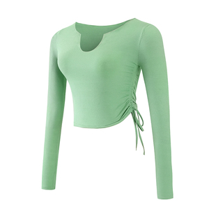 瑜伽服女士性感绑带弹力紧身健身服速干透气跑步训练运动长袖T恤