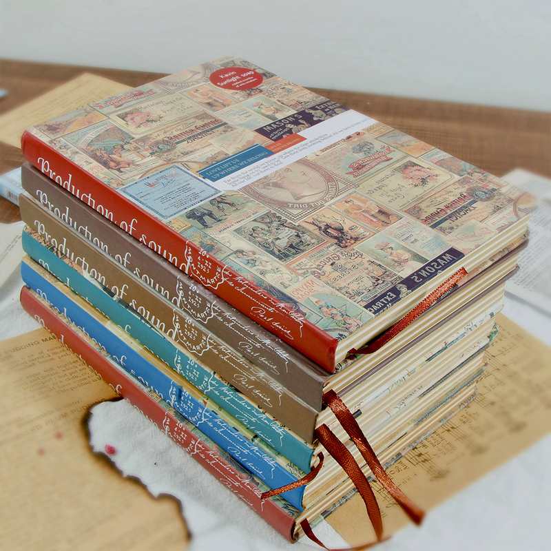 牛皮纸手帐本复古彩页欧式记事本笔记本锁线加厚本账精装手