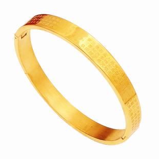 越南沙金手镯女硬币欧币镀金仿金心经经文假黄金手镯情侣经文首饰