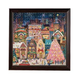 galison拼图初雪之夜500片成人版治愈系圣诞节冬灯带金箔女生礼物