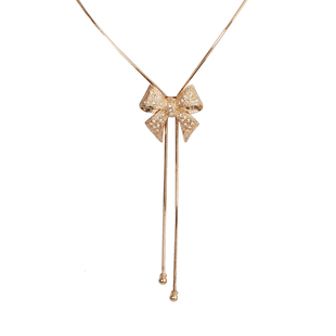 韩国蝴蝶结毛衣链长款百搭简约秋冬大衣毛衣挂饰配饰网红项链吊坠