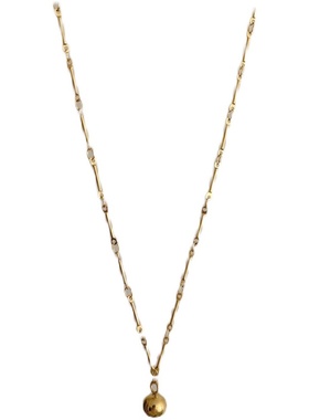 耐看简约实心小圆球竹节钛钢项链