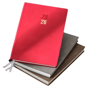 柔软羊巴皮2026年日程本周计划a5定制可印logo日历记事本周年历打卡考研复习时间管理规划安排笔记本本子简约