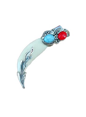 男士个性复古藏银真狗牙吊坠配件随身挂件配饰黑狗牙藏獒牙坠子