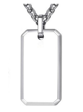 定制照片刻字项链钨金方牌吊坠