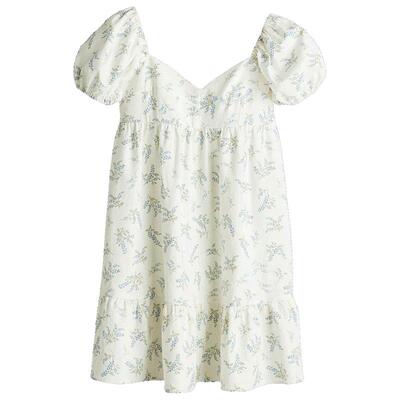 HM女装连衣裙25夏季波嬉风短款泡泡袖法式设计感碎花裙1275471